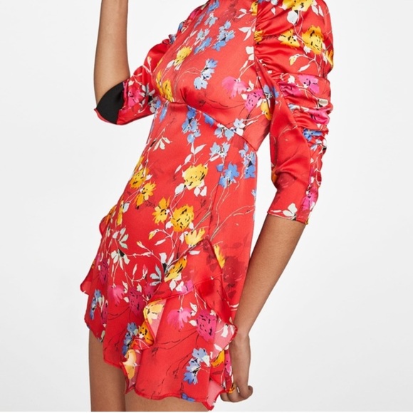 ZARA Floral Frill Romper Ruffle Romper Sz Medium Multicolor - Picture 9 of 12